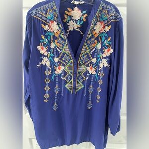 Vibrant Floral Embroidered Women's Blouse